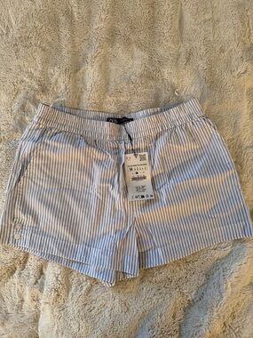 Zara Striped Elastic-Waist Women’s Shorts - Blue/White